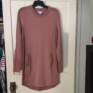 Athleta Pink Crew Neck Raglan Sweater Dress